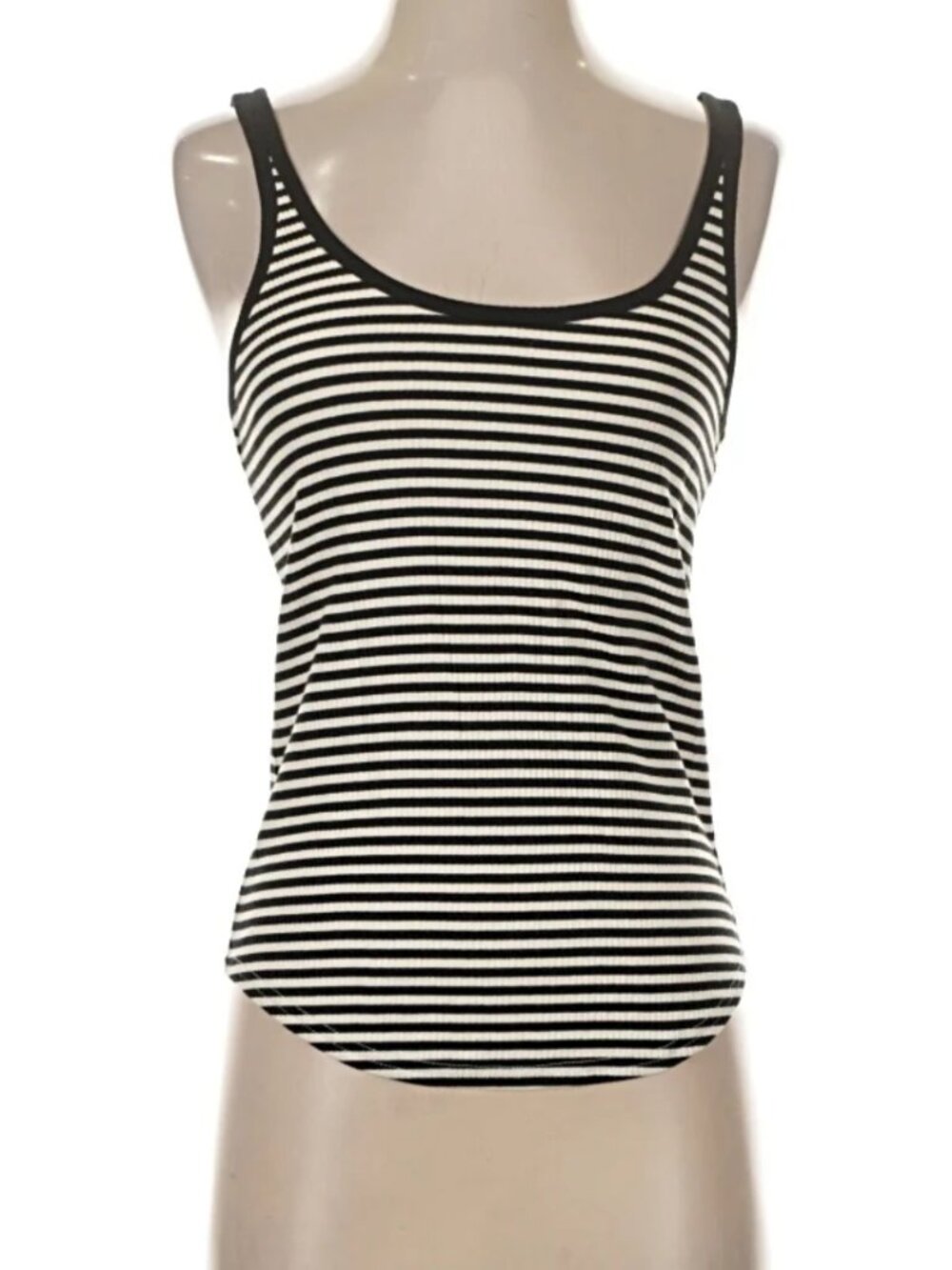 J.Crew ribbed black & white stripe racerback tank top S
